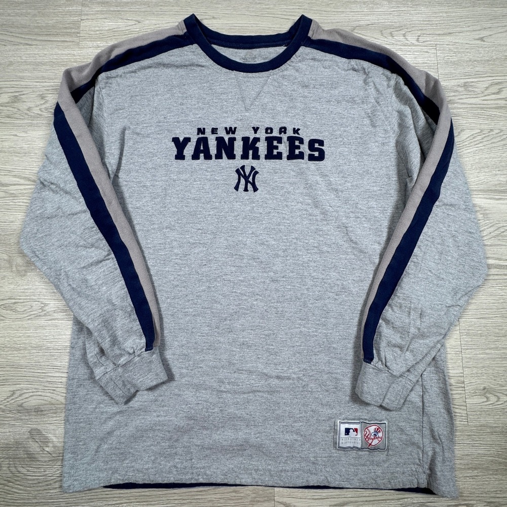 Genuine Merchandise Mens Shirt New York Yankees Gray Large Long Sleeve MLB‎ Logo